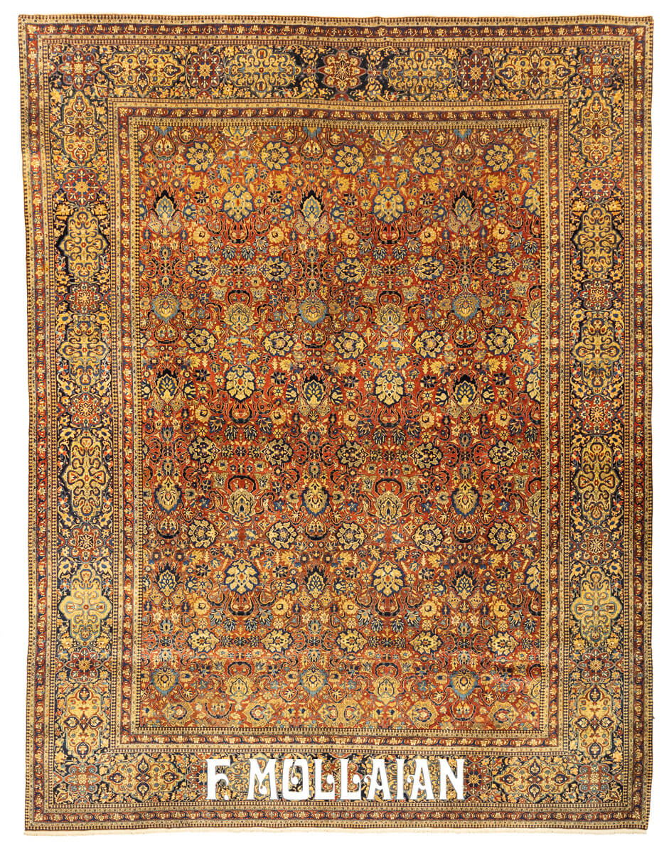 Kashan Mohtasham Antique Rug Rust/Red Color n°:60108315
